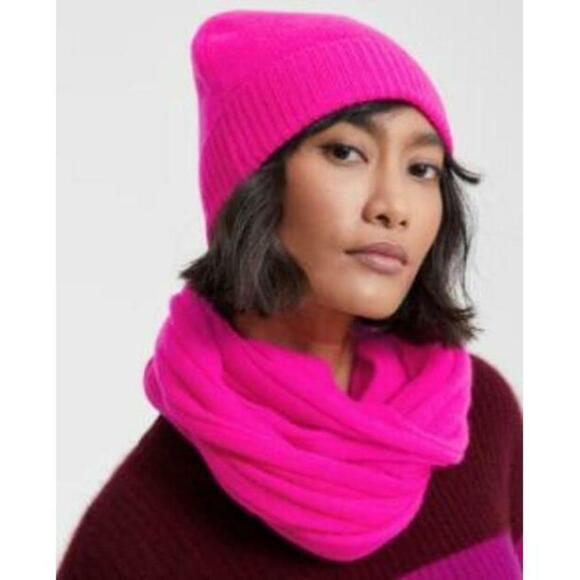 Charter Club Pink Ribbed Cashmere Scarf and Embellished Pink Beanie One Size main image 3